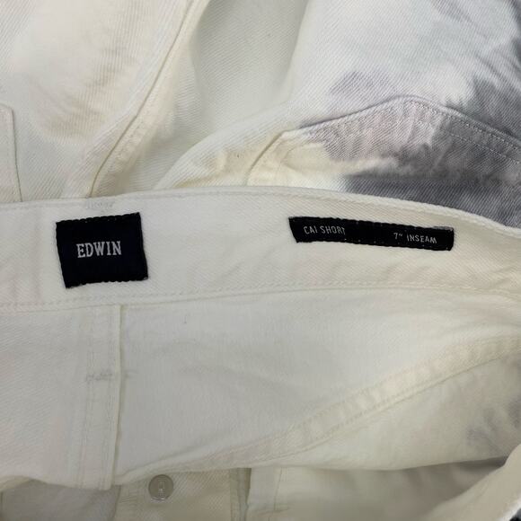 Edwin Denim Shorts Women's 26 (2) White Tie dye CAI Shorts Button Fly NWT - Picture 7 of 15